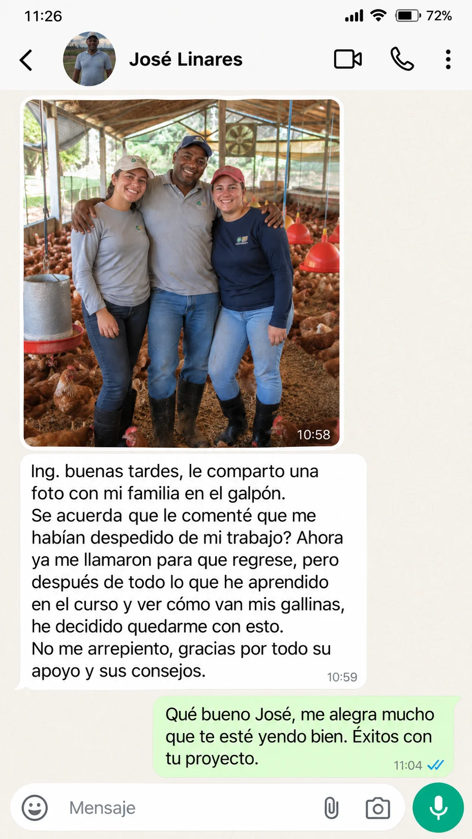 Testimonio de José Linares sobre su proyecto de gallinas ponedoras